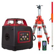 Комплект: ротационный нивелир RGK SP-400G + элевационный штатив RGK SH-170 + рейка RGK LR-2 + дальномер RGK DL100G