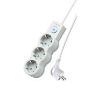 Удлинитель 3х3м с заземл. 10А IP20 2200Вт 220В защ. шторки ПВС 3х1 с выкл. бел. КОСМОС YKsm3m-3g-Z-V10A-W