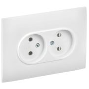 Розетка 2-м SKANDY 10А без заземл. без защ. шторок в сборе SK-R10W арктич. бел. IEK SK-R20-10-K01-F