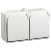 Розетка 2-м ОП Форс РСб22-3-ФБ 16А IP54 с заземл. защ. шторки бел. IEK ERS22-K01-16-54-DC